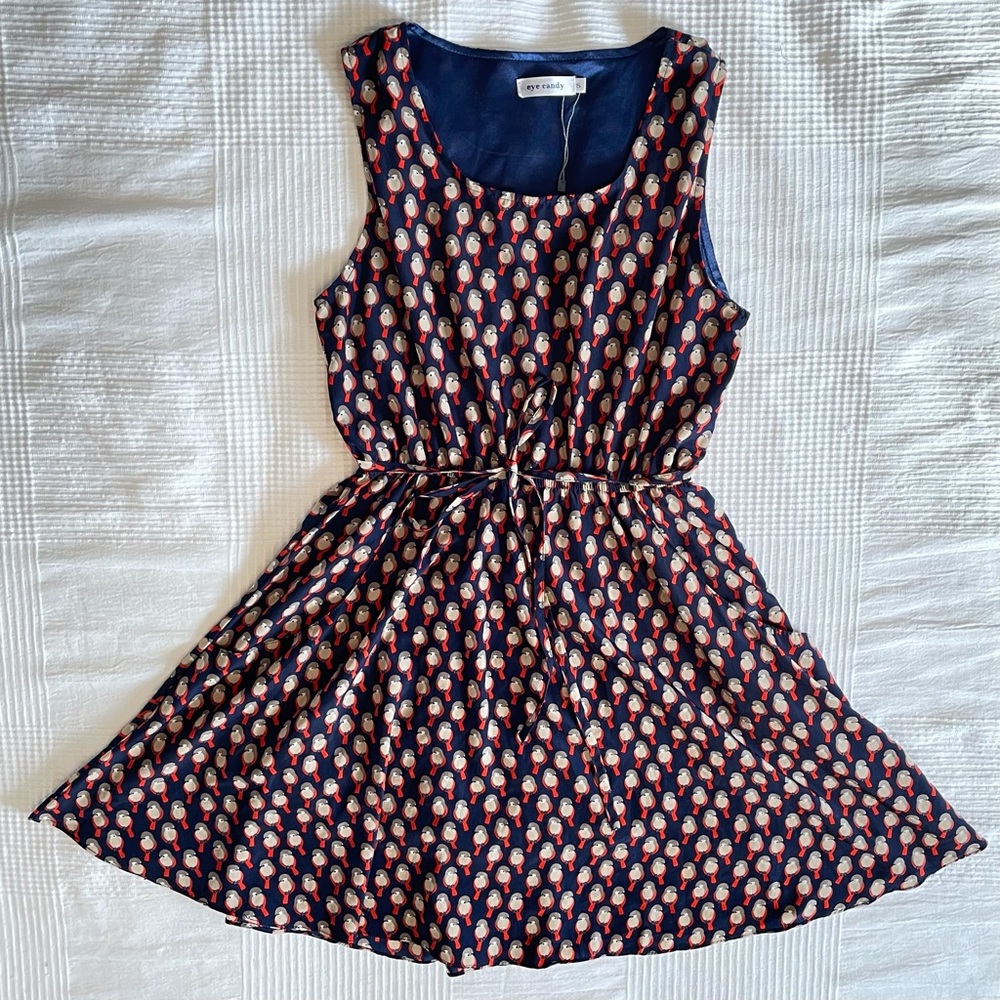 eye candy navy bird print dress